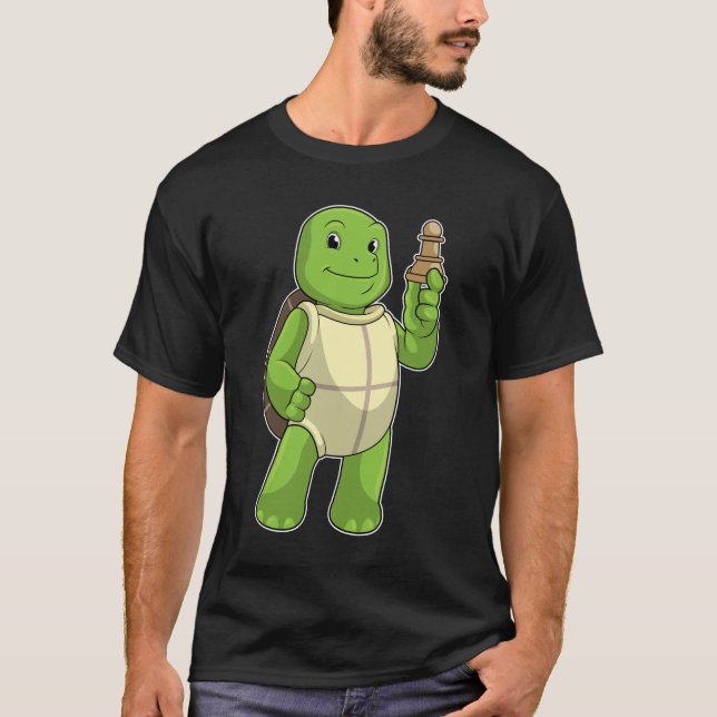 T-shirt Tortue aux échecs avec pièce d'échecs Pion (Devant)