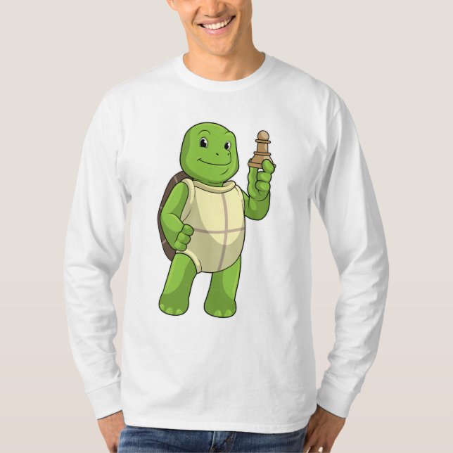 T-shirt Tortue aux échecs avec pièce d'échecs Pion (Devant)