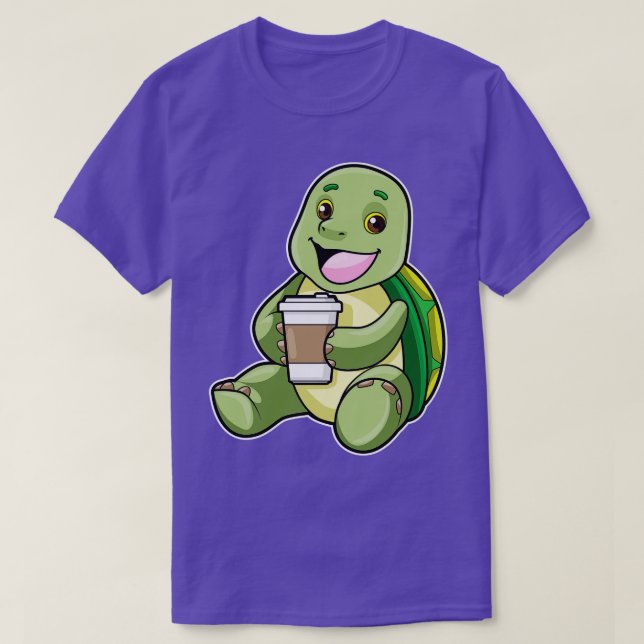 T-shirt Tortue avec café Shell à aller (Design devant)