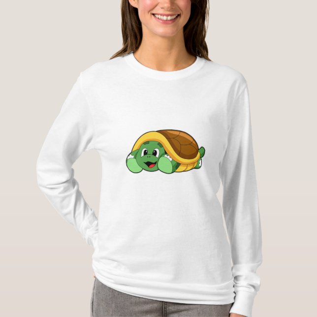 T-shirt Tortue avec coquille comme couverture (Devant)