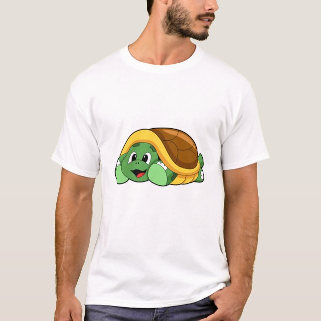 T-shirt Tortue avec coquille comme couverture (Devant)