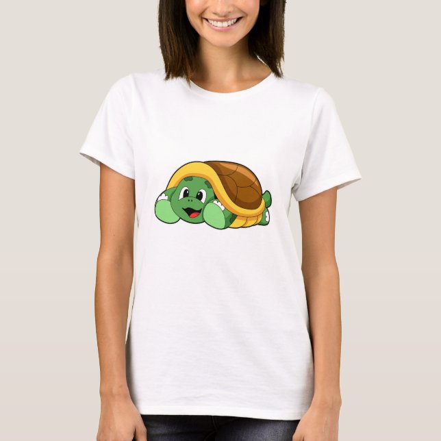 T-shirt Tortue avec coquille comme couverture (Devant)