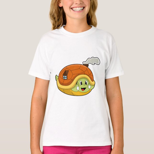 T-shirt Tortue avec coquille comme maison (Devant)