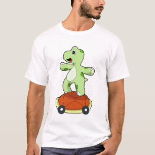T-shirt Tortue avec coquille en tant que skateboard
