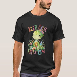 T-shirt tortue avec des fleurs mignonnes tortues bouclées
