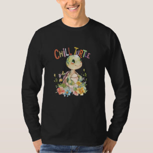 T-shirt tortue avec des fleurs mignonnes tortues bouclées