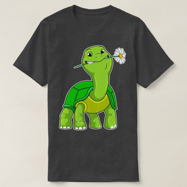 T-shirt Tortue avec marguerite à fleurs (Design devant)