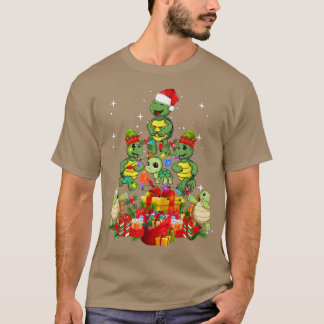 T-shirt Tortue avec Santa Hat Tree Lumières Noël Lumière C