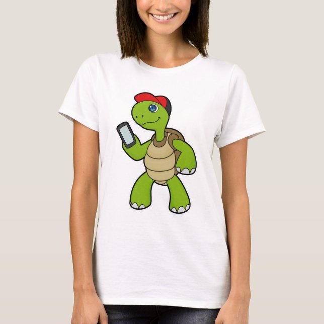 T-shirt Tortue avec téléphone et Casquette (Devant)