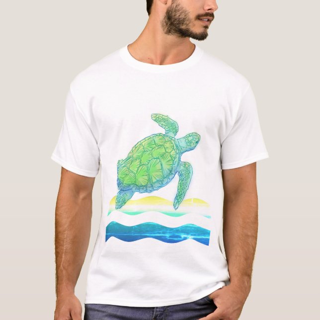 T-shirt Tortue bleue et verte (Devant)