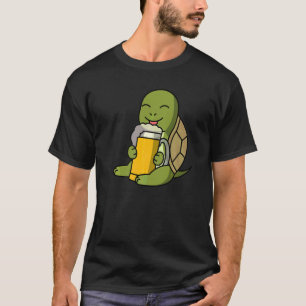 T-shirt Tortue buvant de la bière