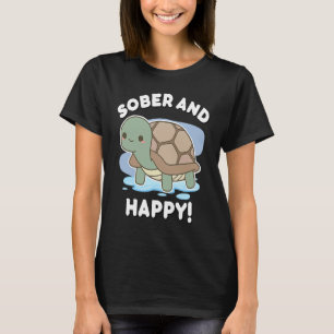 T-shirt Tortue Chibi Mignonne Sobre et Heureuse Anniversai