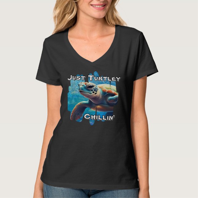 T-shirt Tortue Chillin' Tortue de mer Gros plan Vibes paci (Devant)