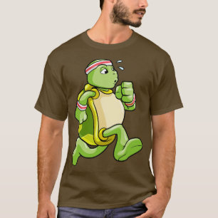 T-shirt Tortue comme Jogger avec sueur et tête