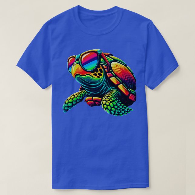 T-shirt Tortue cool avec lunettes de soleil Amusants Jeune (Design devant)
