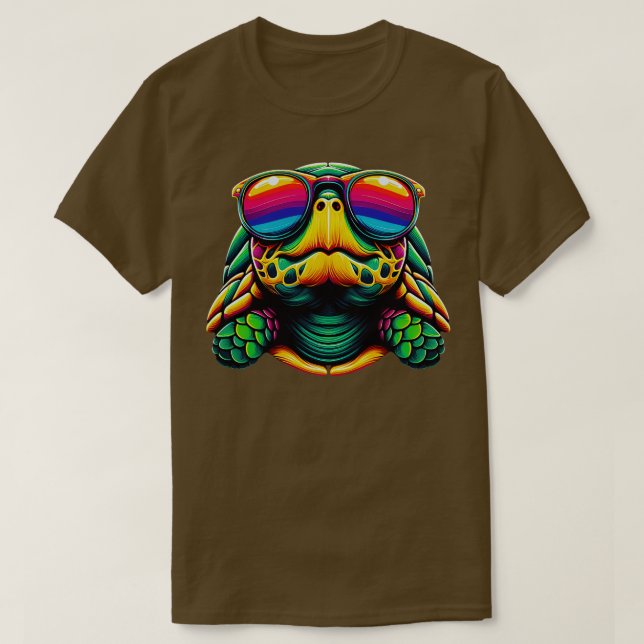 T-shirt Tortue cool avec lunettes de soleil Design pour en (Design devant)