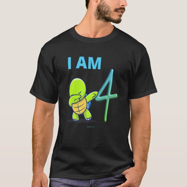 T-shirt Tortue Dabbing Anniversaire 4 ans (Devant)
