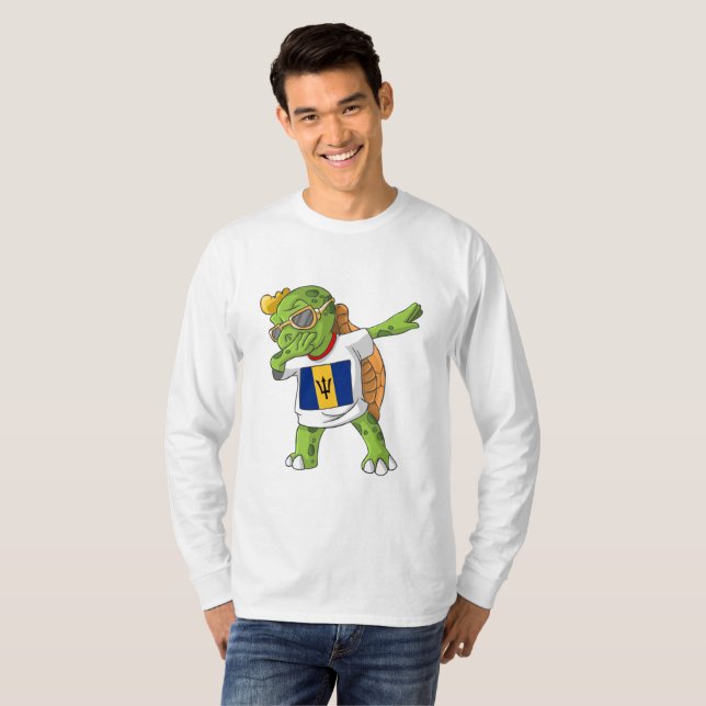T-shirt Tortue Dabbing de la Barbade (Devant entier)