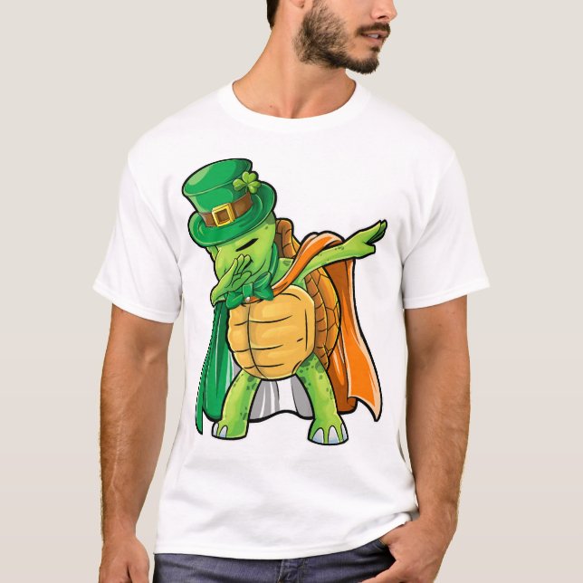 T-shirt Tortue Dabbing Saint-Patrick Garçon Leprechaun (Devant)