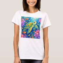 Tortue de mer aquarelle colorée
