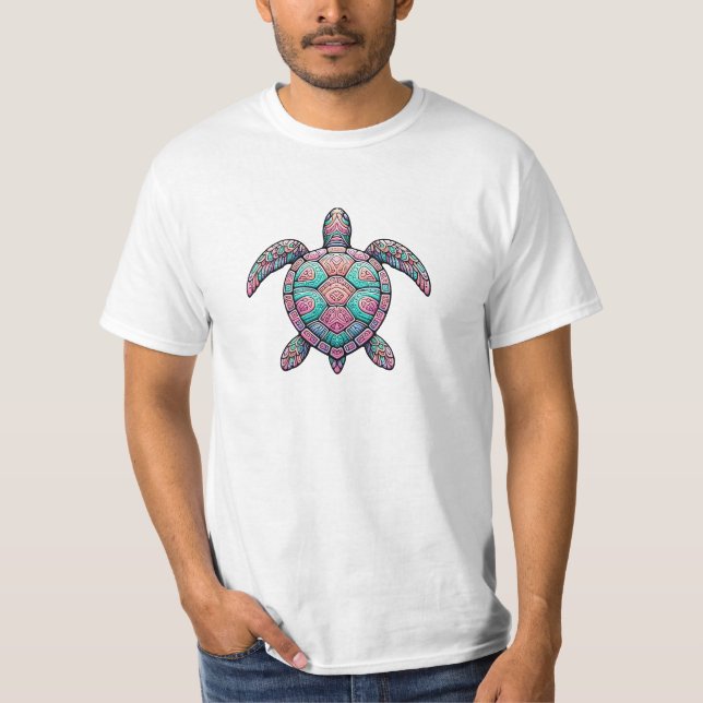 T-shirt Tortue de mer colorée (Devant)