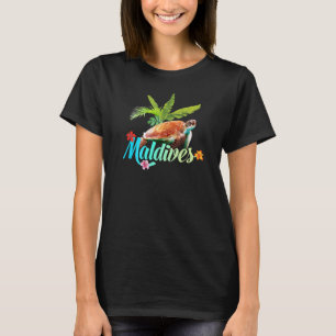 T-shirt Tortue de mer des Maldives Hibiscus Île Cadeau Pla