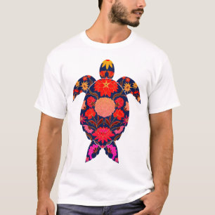T-shirt Tortue de mer florale enflammée