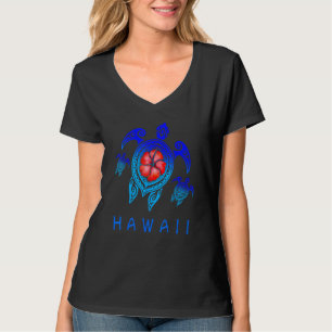 T-shirt Tortue de mer hawaïenne Hawaii Bleu de mer Tribal 