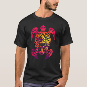 T-shirt Tortue de mer hawaïenne Honu tribal coucher de sol