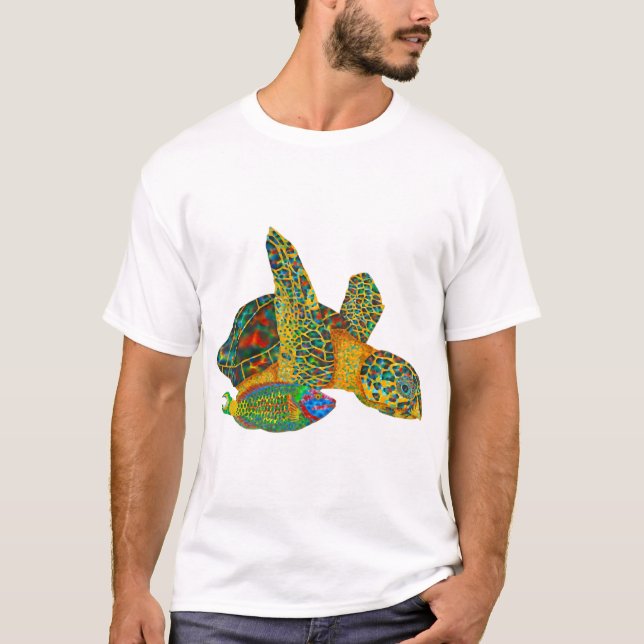 T-shirt Tortue de mer Opale noire (Devant)