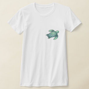T-shirt tortue de mer peinte à l'aquarelle dessin animé bl