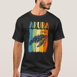 T-shirt Tortue de mer rétro Aruba Caribe Thème Amis Famill