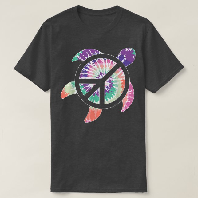 T-shirt Tortue de mer Teinture de l'océan Couleur Hippie C (Design devant)