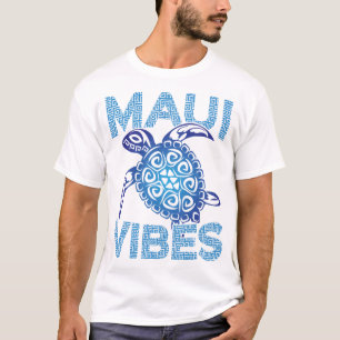 T-shirt Tortue de mer tribale bleue polynésienne Maui Vibe