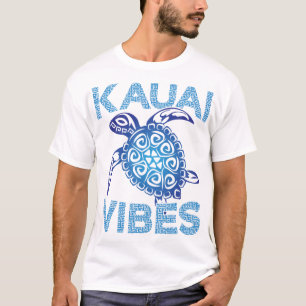 T-shirt Tortue de mer tribale bleue polynésienne Vibes Kau