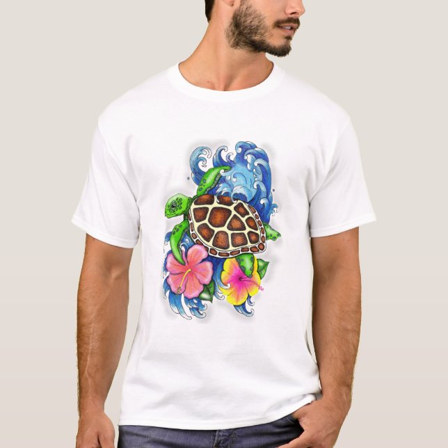 T-shirt Tortue de mer tropicale (Devant)