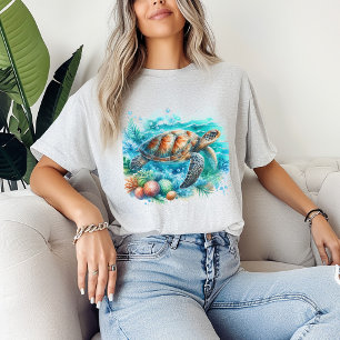 T-shirt Tortue de mer tropicale sous le surfeur océanique