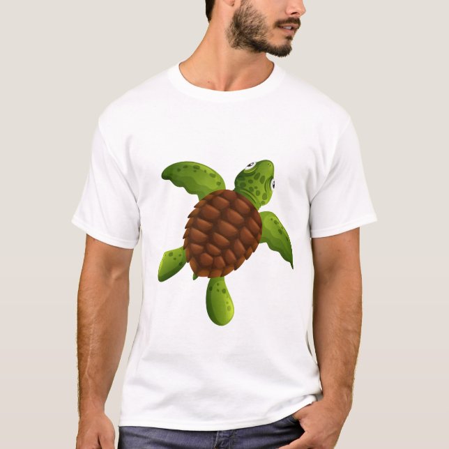 T-shirt Tortue de mer verte mignonne (Devant)