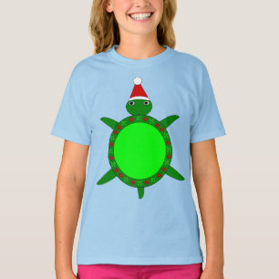 T-shirt Tortue de Noël mignonne avec coquille de fleurs