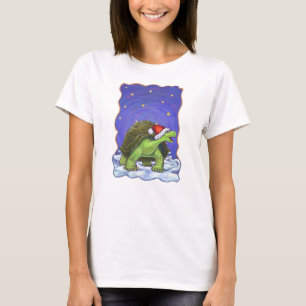T-shirt Tortue de nuit étoilée à Santa Hat