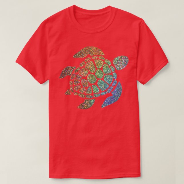 T-shirt Tortue de Parties scintillant Holographique Rainbo (Design devant)