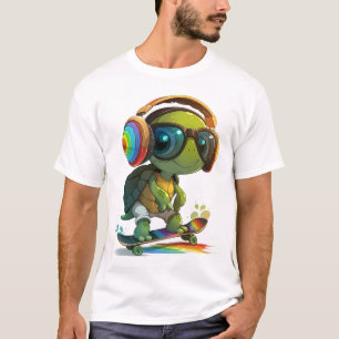 T-shirt tortue de patinage cool