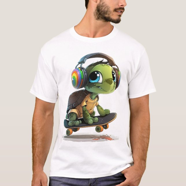 T-shirt tortue de patinage cool (Devant)