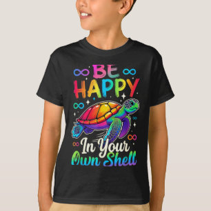 T-shirt Tortue de sensibilisation à l'autisme arc-en-ciel