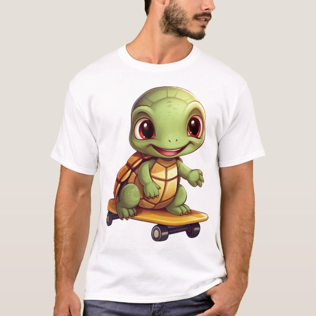 T-shirt Tortue de skateboard, conception d'animal athlétiq (Devant)