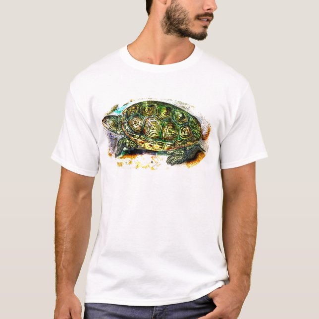 T-shirt tortue de terrapin de dos en forme de losange de (Devant)