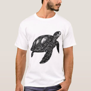 T-shirt Tortue d'eau ancienne élégante nageant Copie