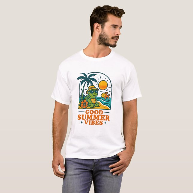 T-shirt tortue d'humeur balnéaire (Devant entier)