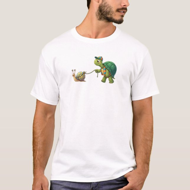 T-shirt Tortue drôle marchant escargot (Devant)