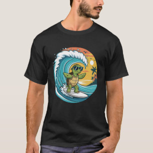 T-shirt Tortue Drôle Planche De Surf Plage Été Surf Tortue